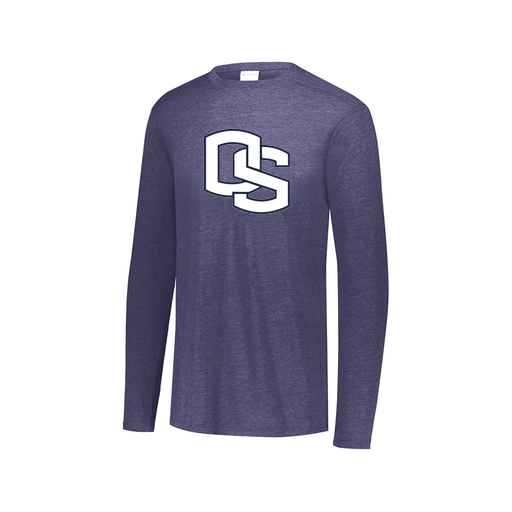 [FTLCUBNV-AXS-LOGO2] Decker Men's Tri-Blend T-Shirt - Long Sleeve (Adult XS, Navy, Logo 2)