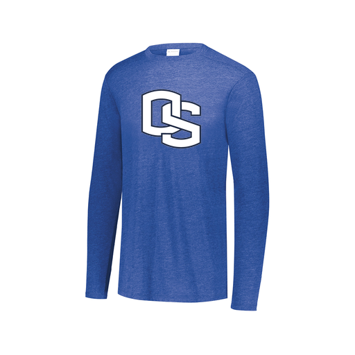 [FTLCUBRY-AXS-LOGO2] Decker Men's Tri-Blend T-Shirt - Long Sleeve (Adult XS, Royal, Logo 2)
