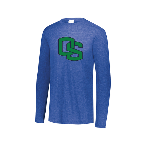 [FTLCUBRY-AXS-LOGO3] Decker Men's Tri-Blend T-Shirt - Long Sleeve (Adult XS, Royal, Logo 3)