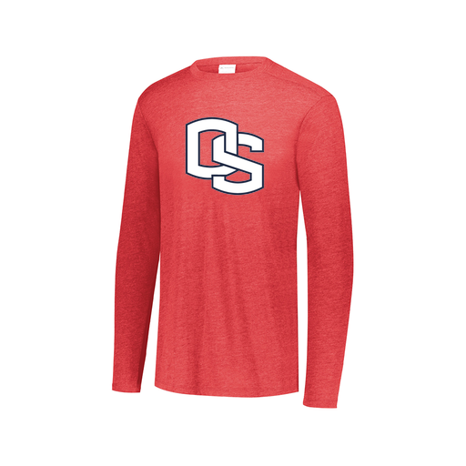 [FTLCUBRD-AXS-LOGO2] Decker Men's Tri-Blend T-Shirt - Long Sleeve (Adult XS, Red, Logo 2)