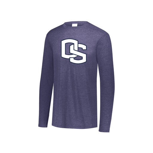 [FTLCUBNV-YS-LOGO2] Decker Youth Tri-Blend T-Shirt - Long Sleeve (Youth S, Navy, Logo 2)