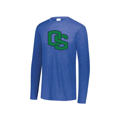 [FTLCUBRY-YS-LOGO3] Decker Youth Tri-Blend T-Shirt - Long Sleeve (Youth S, Royal, Logo 3)