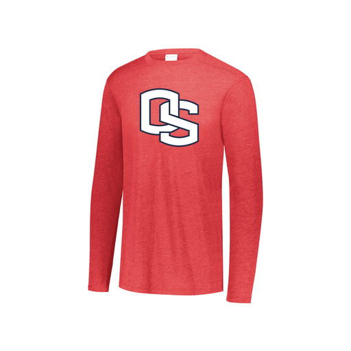 [FTLCUBRD-YS-LOGO2] Decker Youth Tri-Blend T-Shirt - Long Sleeve (Youth S, Red, Logo 2)