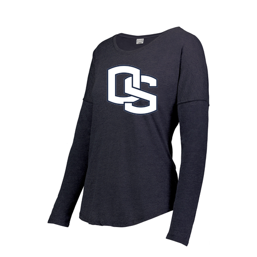[FTLCUBNV-FAXS-LOGO2] Decker Women's Tri-Blend T-Shirt - Long Sleeve (Female Adult XS, Navy, Logo 2)