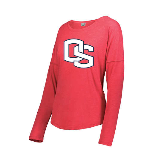 [FTLCUBRD-FAXS-LOGO2] Decker Women's Tri-Blend T-Shirt - Long Sleeve (Female Adult XS, Red, Logo 2)